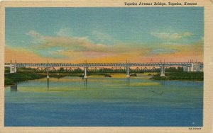 TOPEKA KS TOPEKA AVENUE BRIDGE OLD LINEN POSTCARD