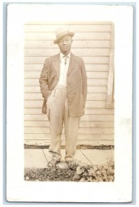 c1910's Black Americana Hat RPPC Photo Unposted Antique Postcard