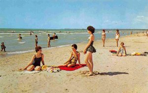 Women on Beach Brighton Ontario Canada 1960s postcard