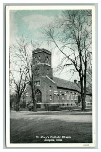 Vintage 1940's Postcard St. Mary's Catholic Church Chicago Ave. Holgate Ohio