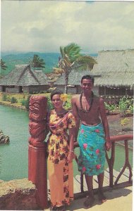 Two Young Polynesians on Bridge to Coconut Island Polynesian Center Laie Hawaii