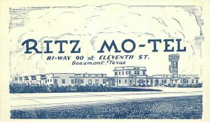 Beaumont Texas Ritz Motel roadside 1930s Postcard 6234