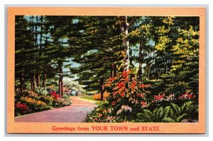 Generic Scenic Greetings Your Town And State Dealer Card UNP Linen Postcard M20