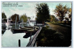 Grand Island Nebraska NE Postcard Boat Landing At Shimmer's Lake c1910's Vintage