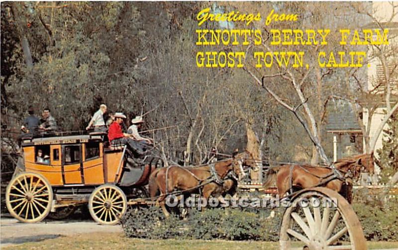 Knott's Berry Farm, Ghost Town, California, CA, USA Postcard Stage Coach...