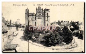 Rodez Old Postcard Place d & # cathedral and 39armes