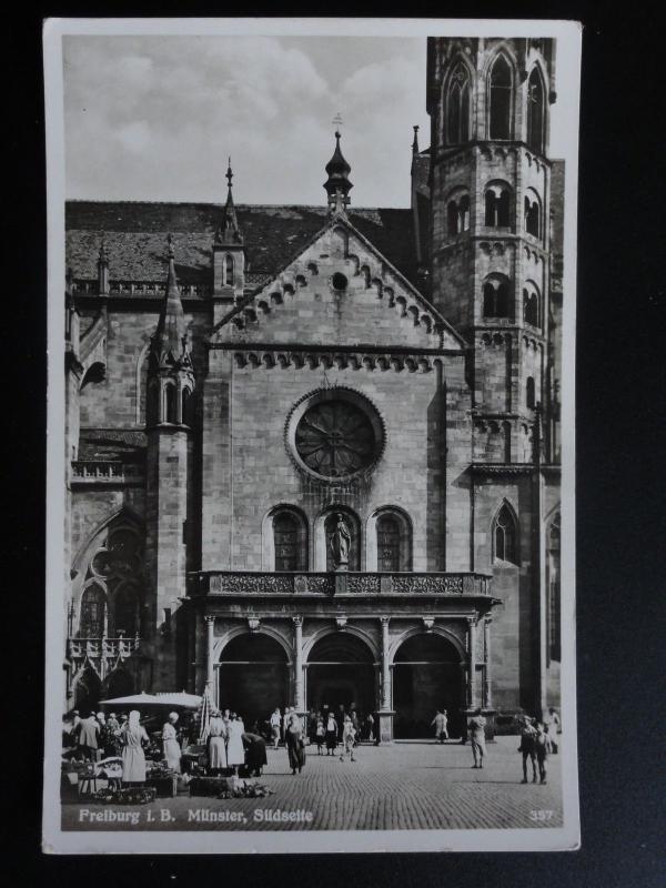 Germany: Freiburg I.B. MUNSTER, Sudsette - Shows Street Market - Old RP Postcard