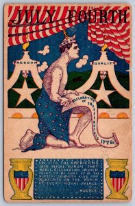 K44/ Patriotic Postcard c1910 July Fourth of July Liberty Declaration 104