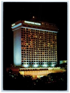 c1960's Singapore Hilton at Night Orchard Road Singapore 9 Vintage Postcard