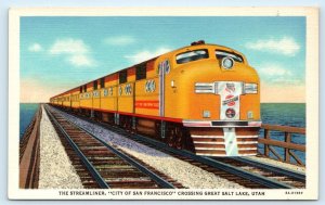 SALT LAKE, UT Utah ~ CITY of SAN FRANCISCO  RAILROAD TRAIN c1940s Postcard