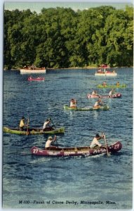 Postcard - Finish of Canoe Derby, Minneapolis, Minnesota, USA