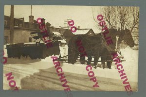 Dedham IOWA RPPC 1912 BLIZZARD Snow HORSE-DRAWN SLEDGE nr Carroll Audubon