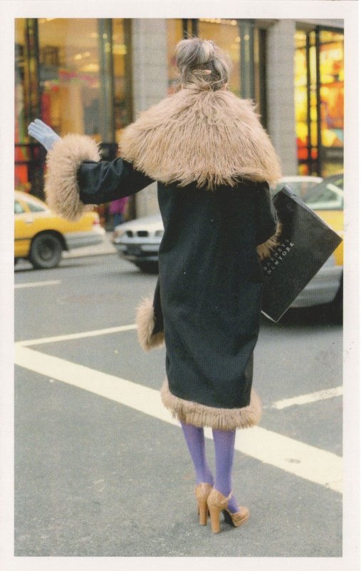 Posh Lady Shopping In New York USA Barneys Designer Clothes Bag Postcard