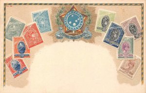 OTTMAR ZIEHER STAMP BRAZIL NO 38 1ST SERIES TYPE III STAR POSTCARD (c. 1905)