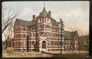 Vintage Postcard 1909 St. Mary's Convent, Lawrence, Massachusetts (MA)