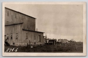 RPPC Rural Farms Houses Church Large Building Real Photo Postcard J36
