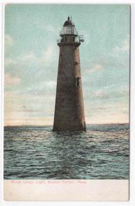 Minot Ledge Lighthouse Boston MA 1905c postcard