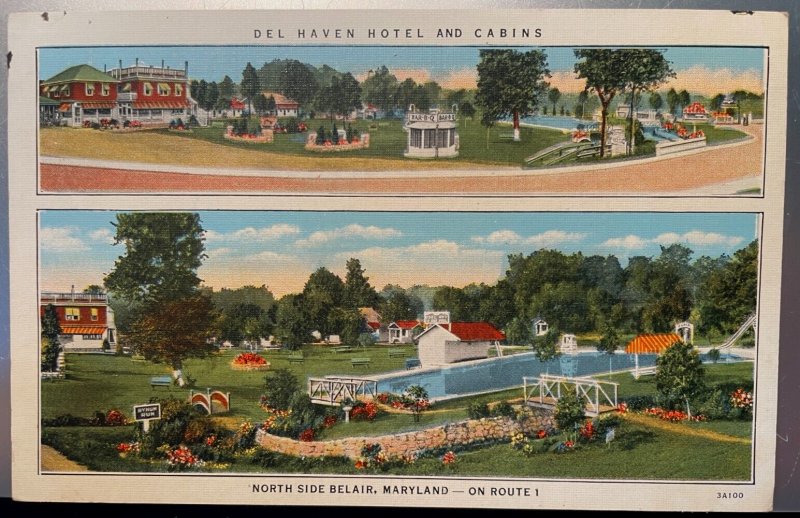 Vintage Postcard 1933 Del Haven Hotel & Cottages, N. Belair, Maryland (MD)