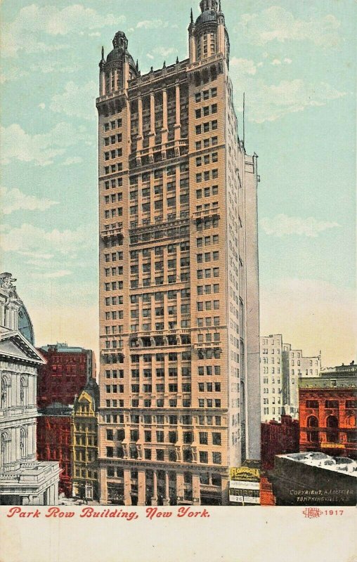 NEW YORK CITY-LOT OF 5 1910s POSTCARDS-PARK ROW-CENTRAL PARK-CHURCH-BRIDGE-BLDGS