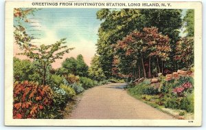 Postcard NY LI Long Island Huntington Greetings from Huntington Station A01