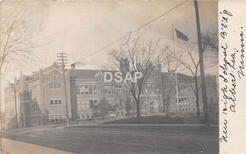 Minnesota Mn Real Photo RPPC Postcard 1911 ALBERT LEA New High School Building