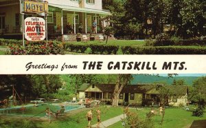 Vintage Postcard Greetings From The Catskill Mountains Tait's Colonial Motel NY