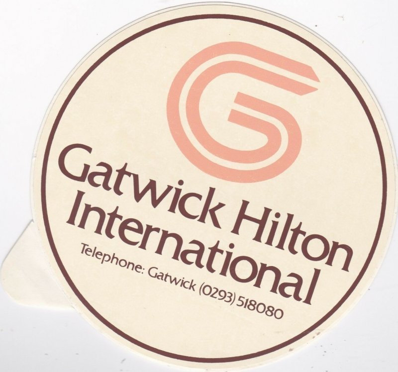 England London Gatwick Hilton International Hotel Vintage Luggage Label lbl0258