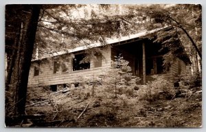 RPPC Log Cabin Newly Built At Silver Lake c1940s Real Photo Postcard U24