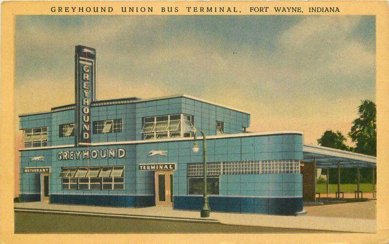 Beals Greyhound Union Bus Terminal Fort Wayne Indiana linen 1946 Postcard 3590