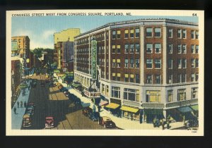 Portland, Maine/ME Postcard, Congress Street West From Congress Square