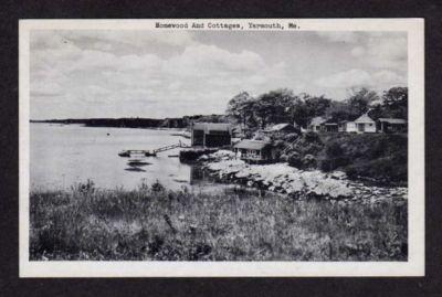 ME Homewood Dock & Cottages YARMOUTH MAINE Postcard PC