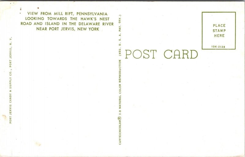 View Mill Rift Pennsylvania PA Delaware River Port Jervis NY Postcard VTG UNP  