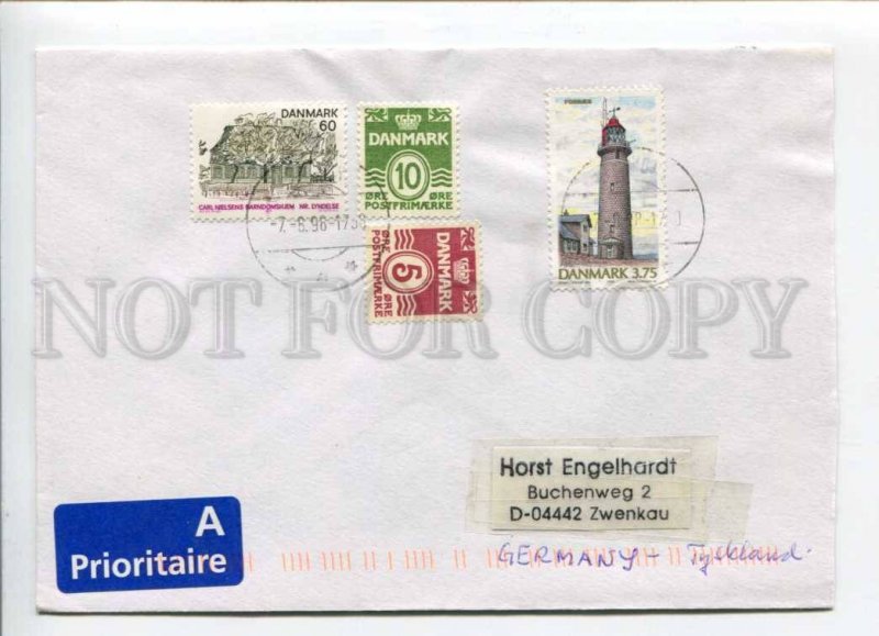 421257 DENMARK to GERMANY 1998 year real posted COVER w/ lighthouse stamp