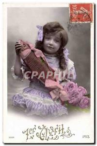 Old Postcard Fantasy Easter April 1st Fish Child