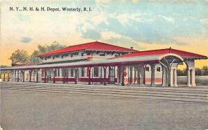 Westerly RI N. Y. N. H. & H. Railroad Station Train Depot Postcard