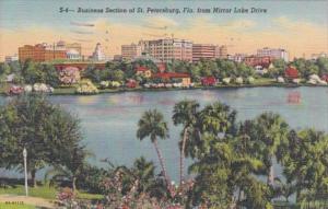 Florida St Petersburg Business Section From Mirror Lake Drive 1949 Curteich