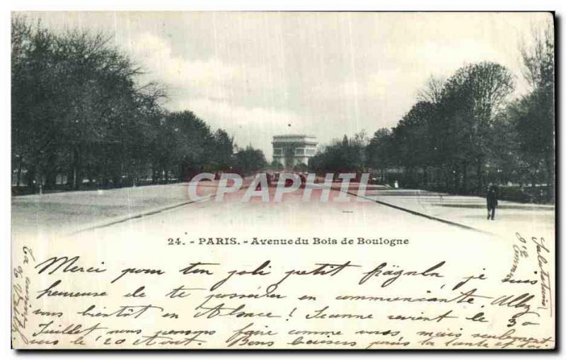 Old Postcard Paris Avenue Bois de Boulogne