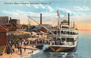 F90/ Quincy Illinois Postcard c1910 Excursion Steamer Landing Passengers