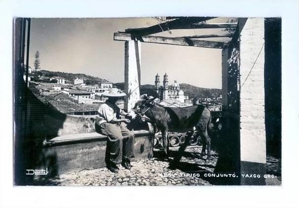 LP64 Mexico, Postcard, Tipico Conjunto, Taxco Gro., Donkey, 