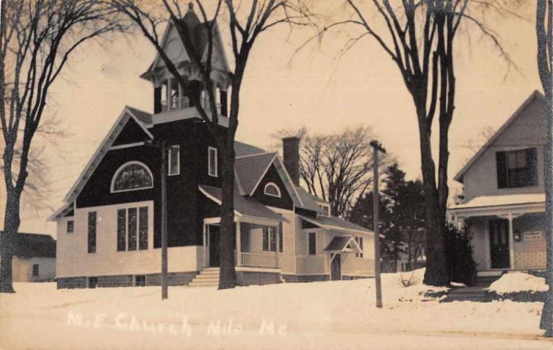 Milo Maine ME Church Real Photo Antique Postcard J73082