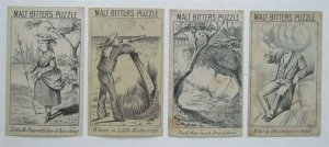 MALT BITTERS PUZZLE set of 4 ANTIQUE VICTORIAN TRADE CARDS