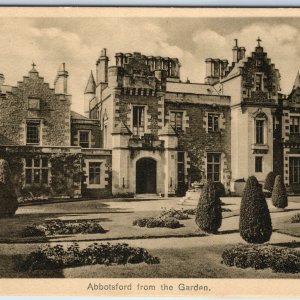 c1910s Abbotsford, UK Castle Estate Gardens Linen Postcard Stone Tower Manor A89