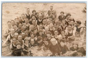 1915 Swimming Bathing Scene Saltair Beach Salt Lake City UT RPPC Photo Postcard