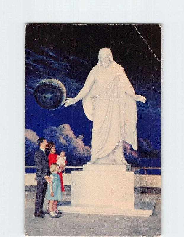 Postcard Marble copy of the resurrected Jesus, Temple Square, Salt Lake City, UT