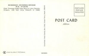 SHIMENAK COVERED BRIDGE Thomas Creek, Linn Co, Oregon c1950s Vintage Postcard