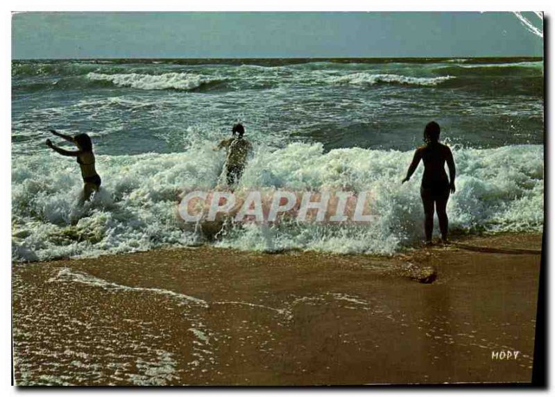 The Modern Postcard France La Cote Gambling in Atlantic waves