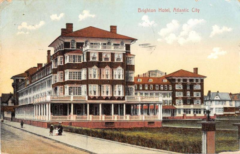 Atlantic City New Jersey scenic birds eye view Brighton Hotel antique pc Z20980 