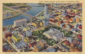 Ohio Columbus Aerial View Capitol Square Curteich