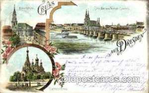 Dresden Vom Wiener-Garten Gruss Aus Greetings From 1898 light corner wear, ...