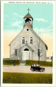1930s PENNS GROVE New Jersey Postcard Catholic Church, No. Broad Street Unused